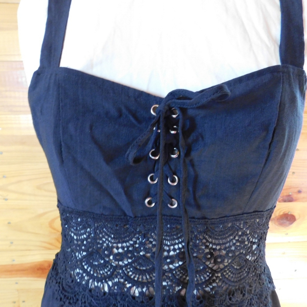 Black Lace-Up Corset Top